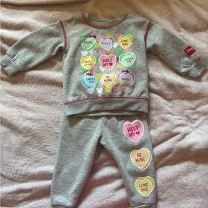 Gray Heart Print Toddler Sweatshirt and Pants Set